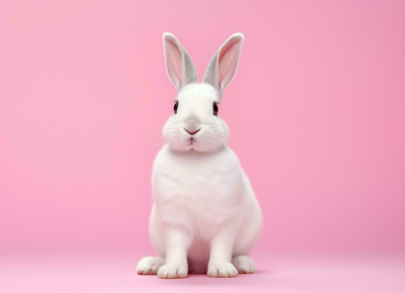 AI generated adorable tan and white rabbit on pink background bunny photo