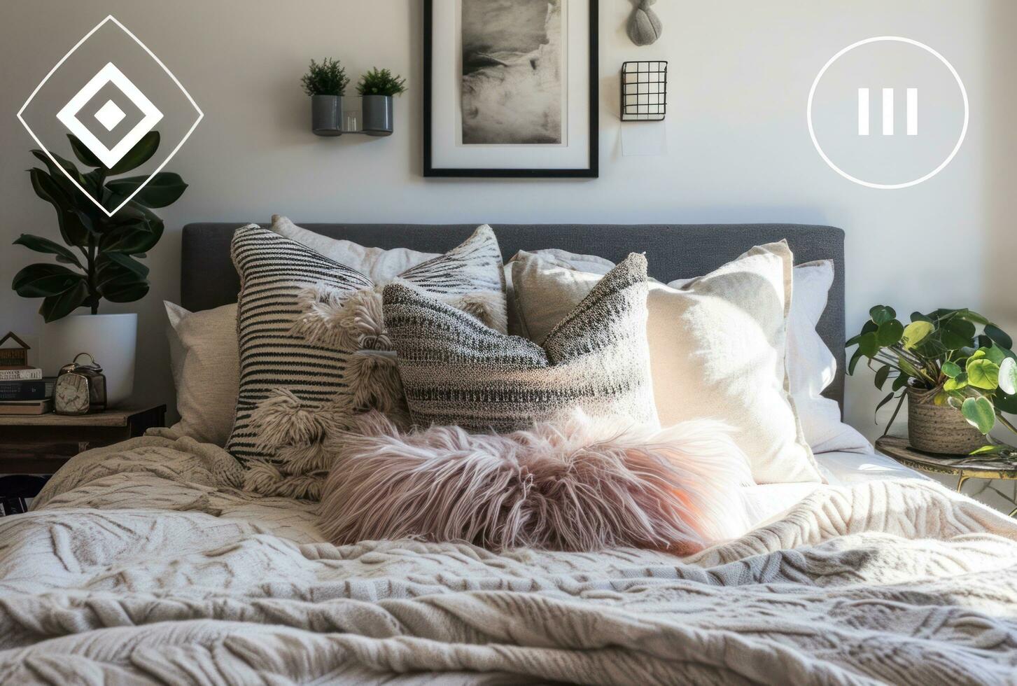 AI generated pink and white bedroom decorating ideas photo