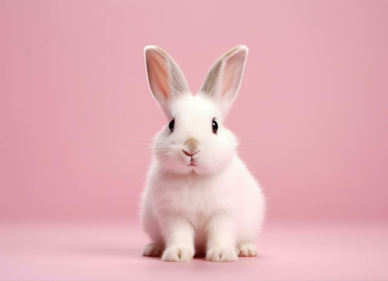 AI generated adorable tan and white rabbit on pink background bunny photo