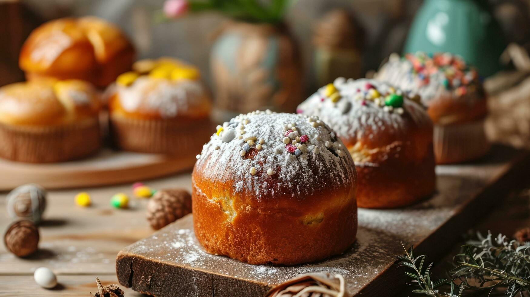 AI generated Kulich and Paska Easter Bread photo