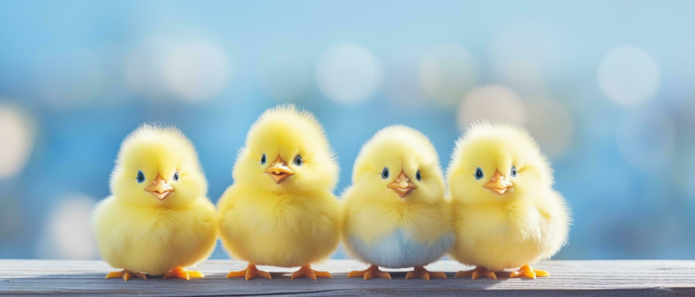 AI generated the chick is sitting next easter eggs photo