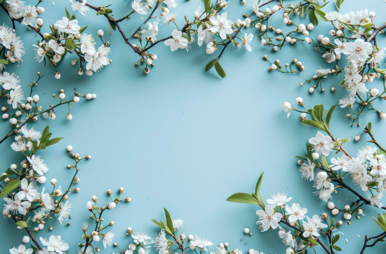 AI generated a frame of paper surrounded by flowers and flowers photo