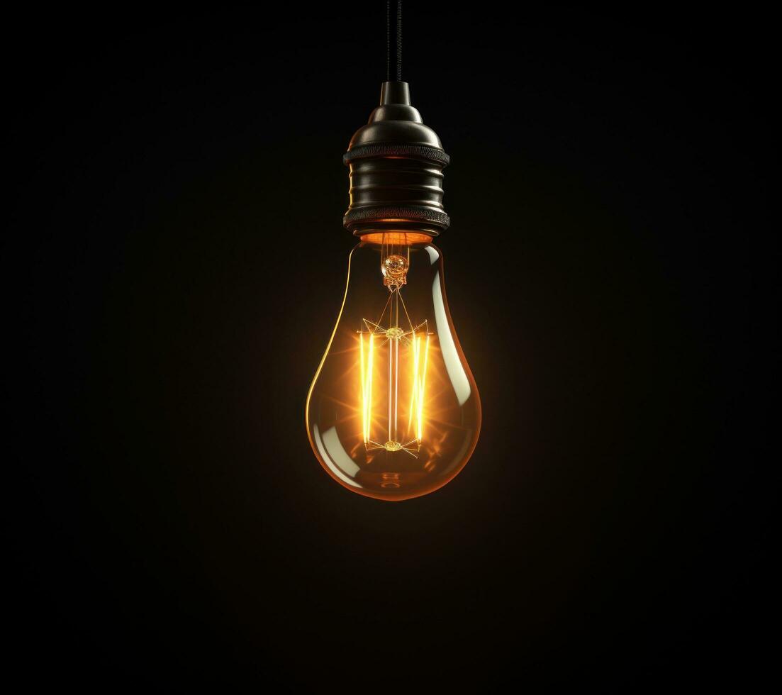 AI generated a light bulb is illuminated on a dark background photo