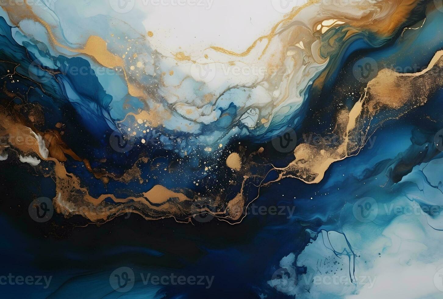 AI generated Dark Abstract Modern Marble Liquid Acrylic Texture with Trend Color and Golden Dust photo