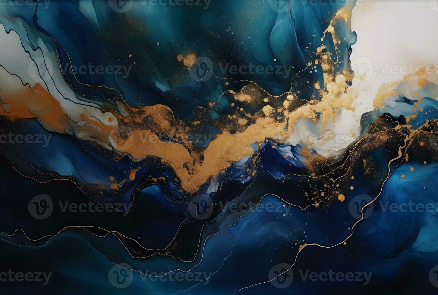 AI generated Dark Abstract Modern Marble Liquid Acrylic Texture with Trend Color and Golden Dust photo