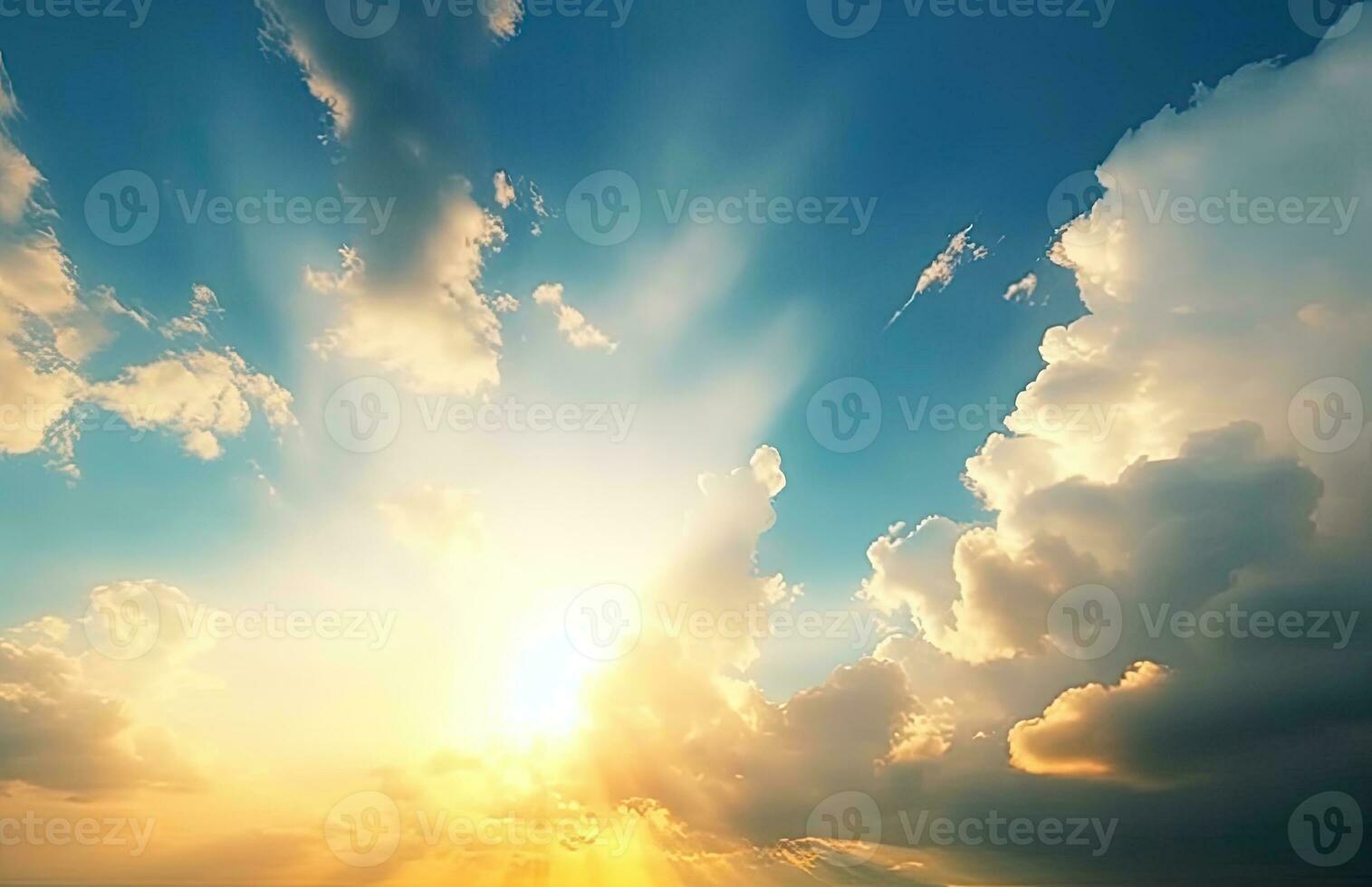 AI generated Beautiful colorful cloudscape sunset with sun rays photo