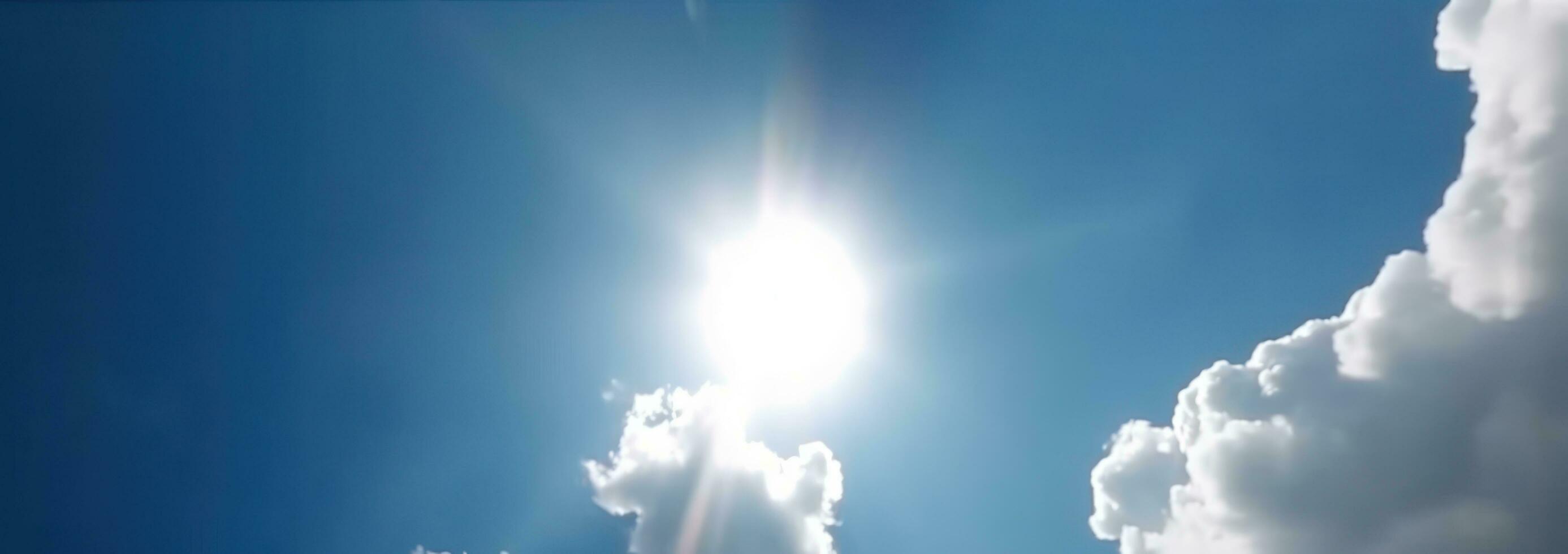 AI generated Blue sky background with white fluffy clouds photo