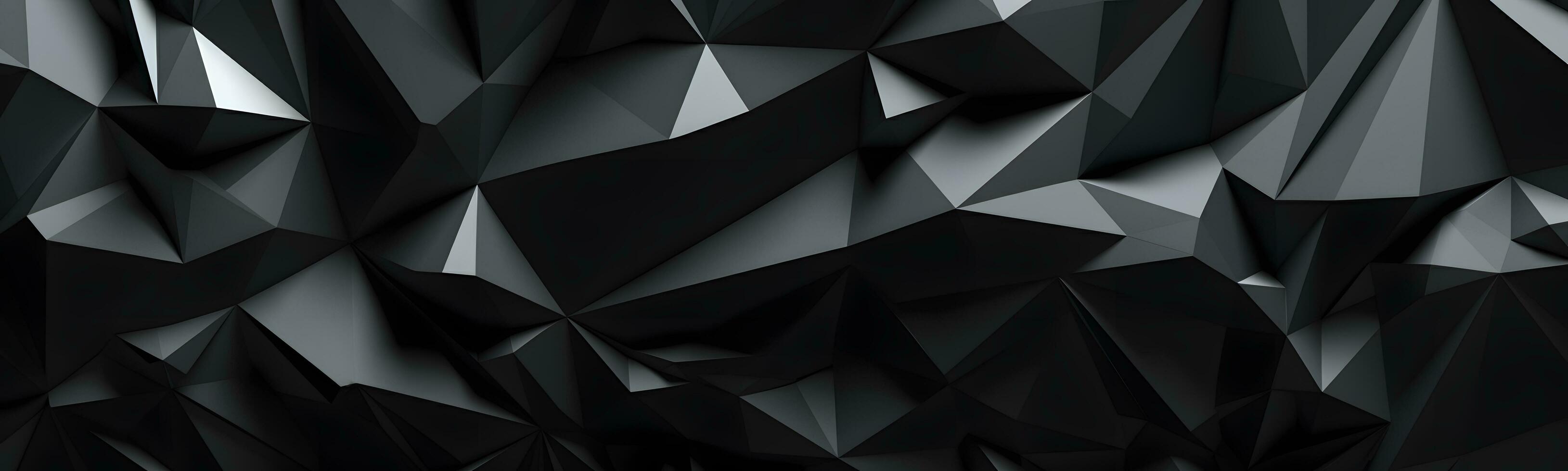 AI generated Abstract black metal geometric triangles background 3d illustration. Low poly abstract triangles photo