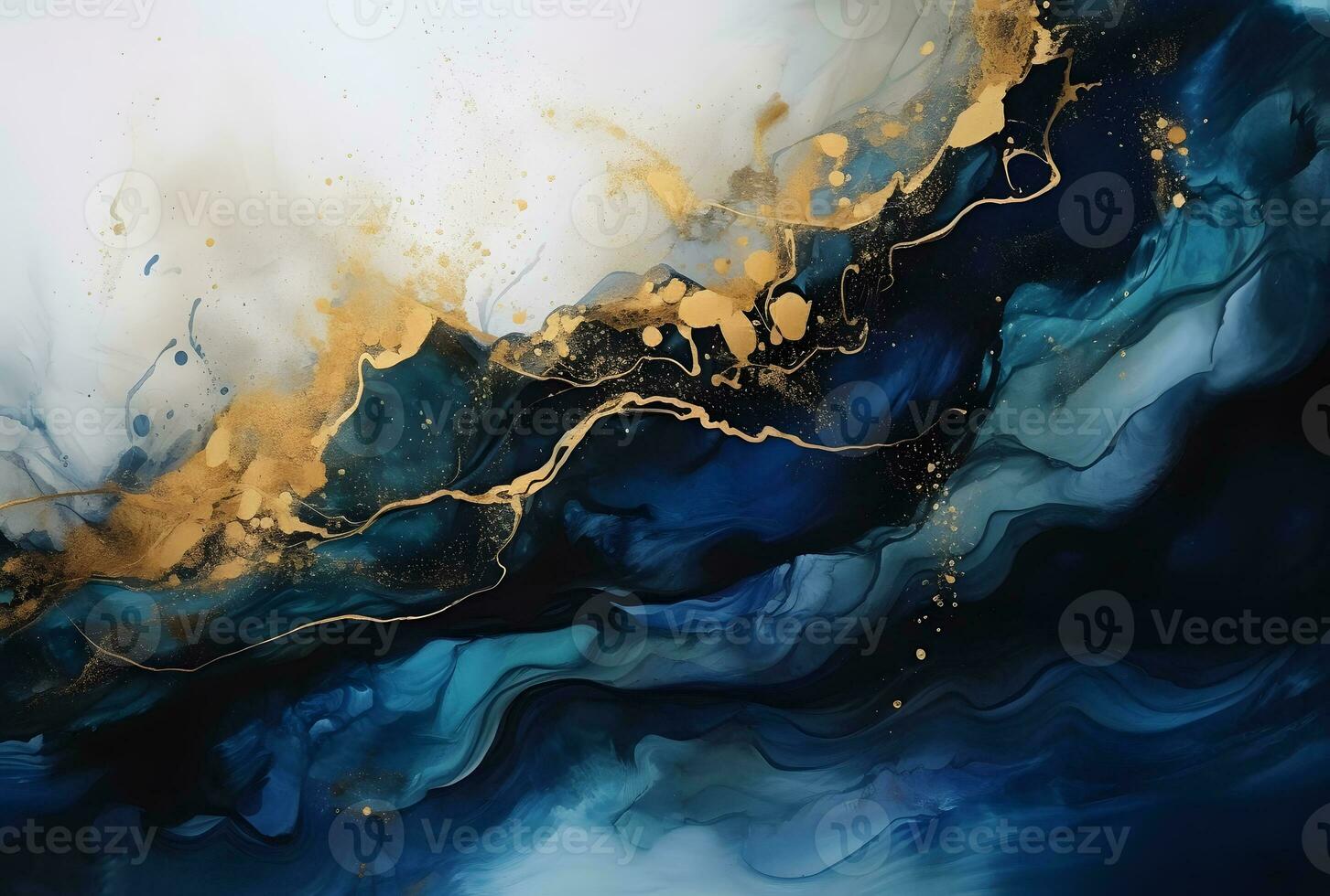 AI generated Dark Abstract Modern Marble Liquid Acrylic Texture with Trend Color and Golden Dust photo