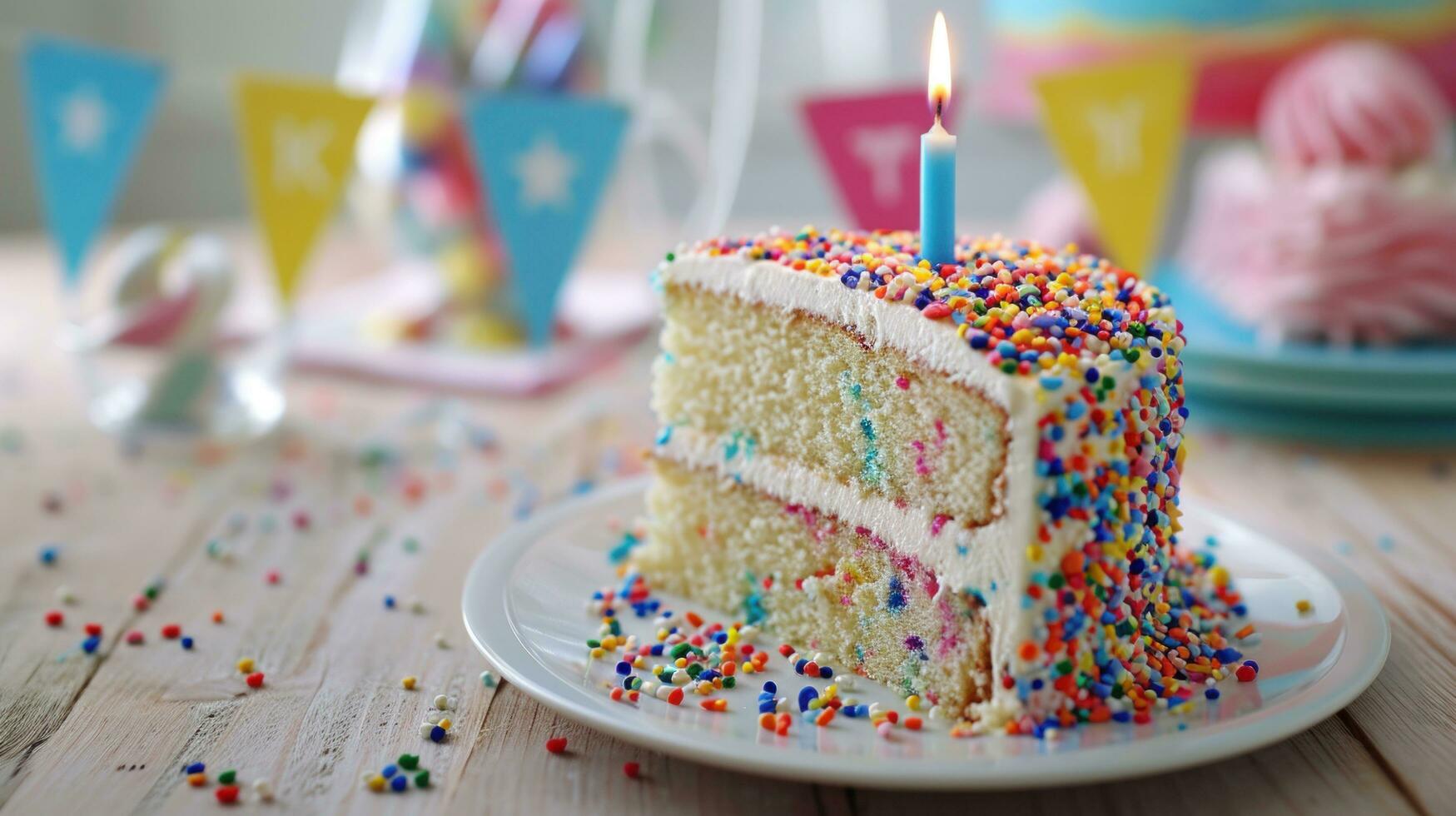 AI generated A Festive Birthday Cake with Sprinkles photo