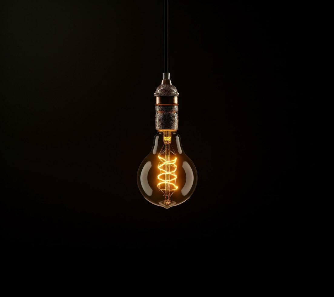 AI generated a light bulb is illuminated on a dark background photo