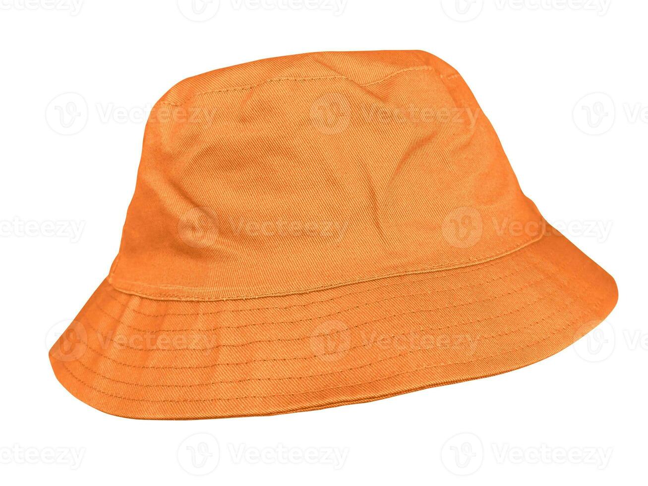 Orange bucket hat isolated on white background photo