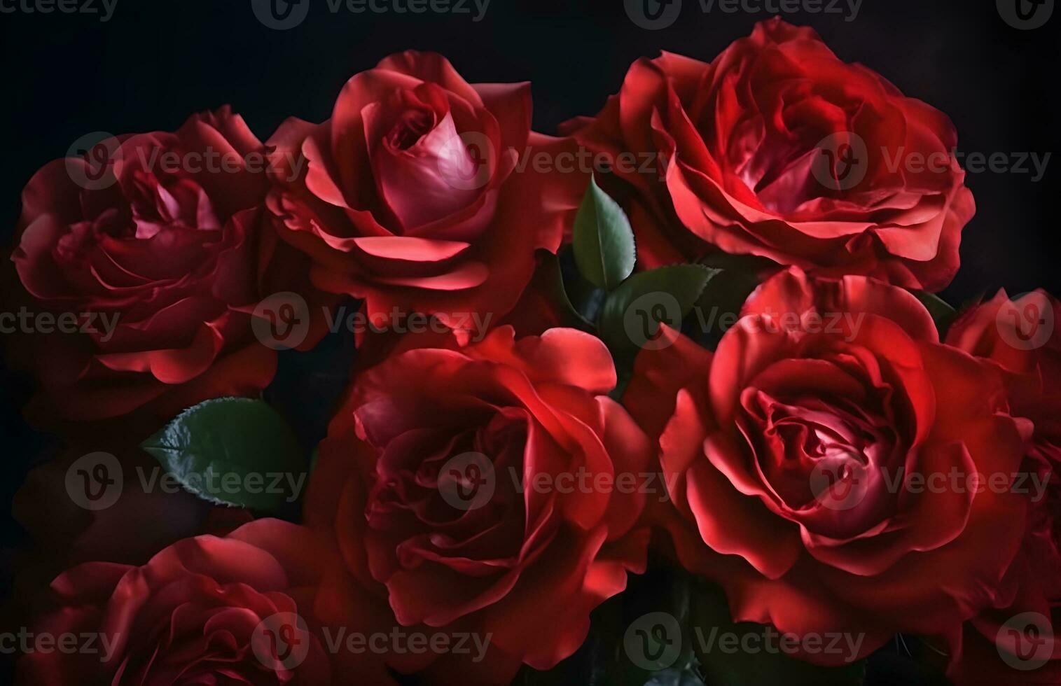 AI generated Isolated Elegant Red Roses background for Romantic Design photo