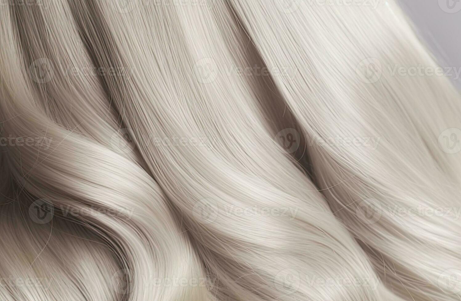 AI generated Blond hair close-up as a background. Women's long blonde hair. Beautifully styled wavy shiny curls. Hair coloring. Hairdressing procedures, extension. White hair photo