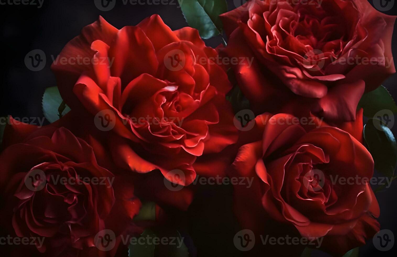 AI generated Isolated Elegant Red Roses background for Romantic Design photo