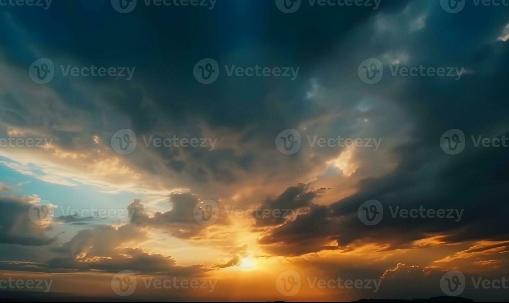 AI generated The beautiful sunset view with the blue sky and clouds in summer photo