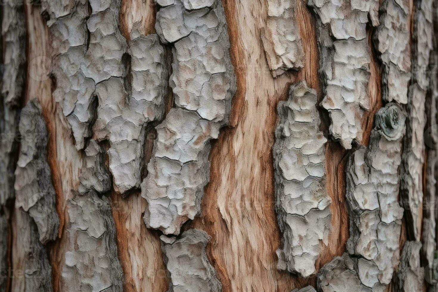 AI generated textured background of old pine wood, with large elements of bark and the resin drips photo