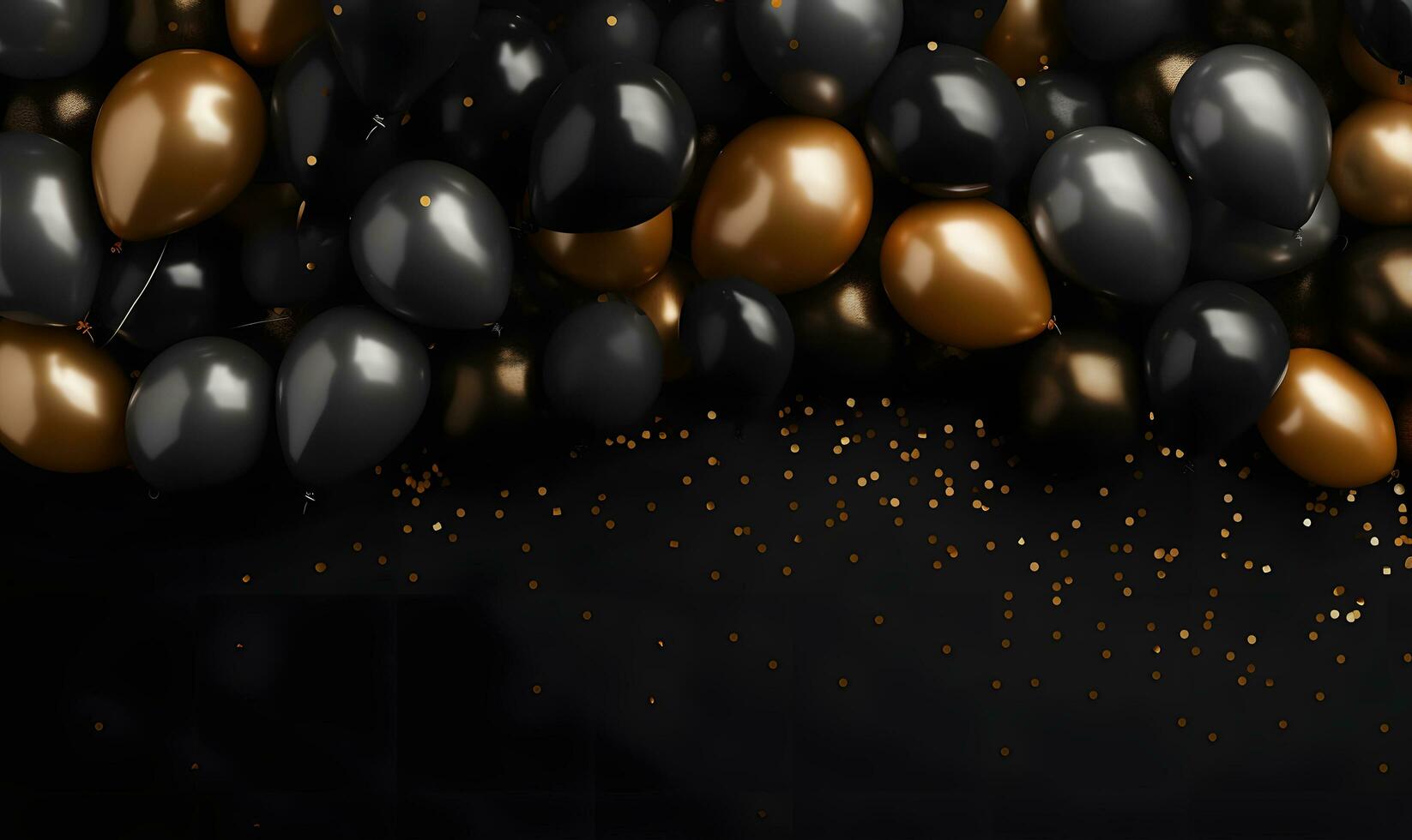 AI generated 3D golden balloon design background beautiful illustration banner template photo