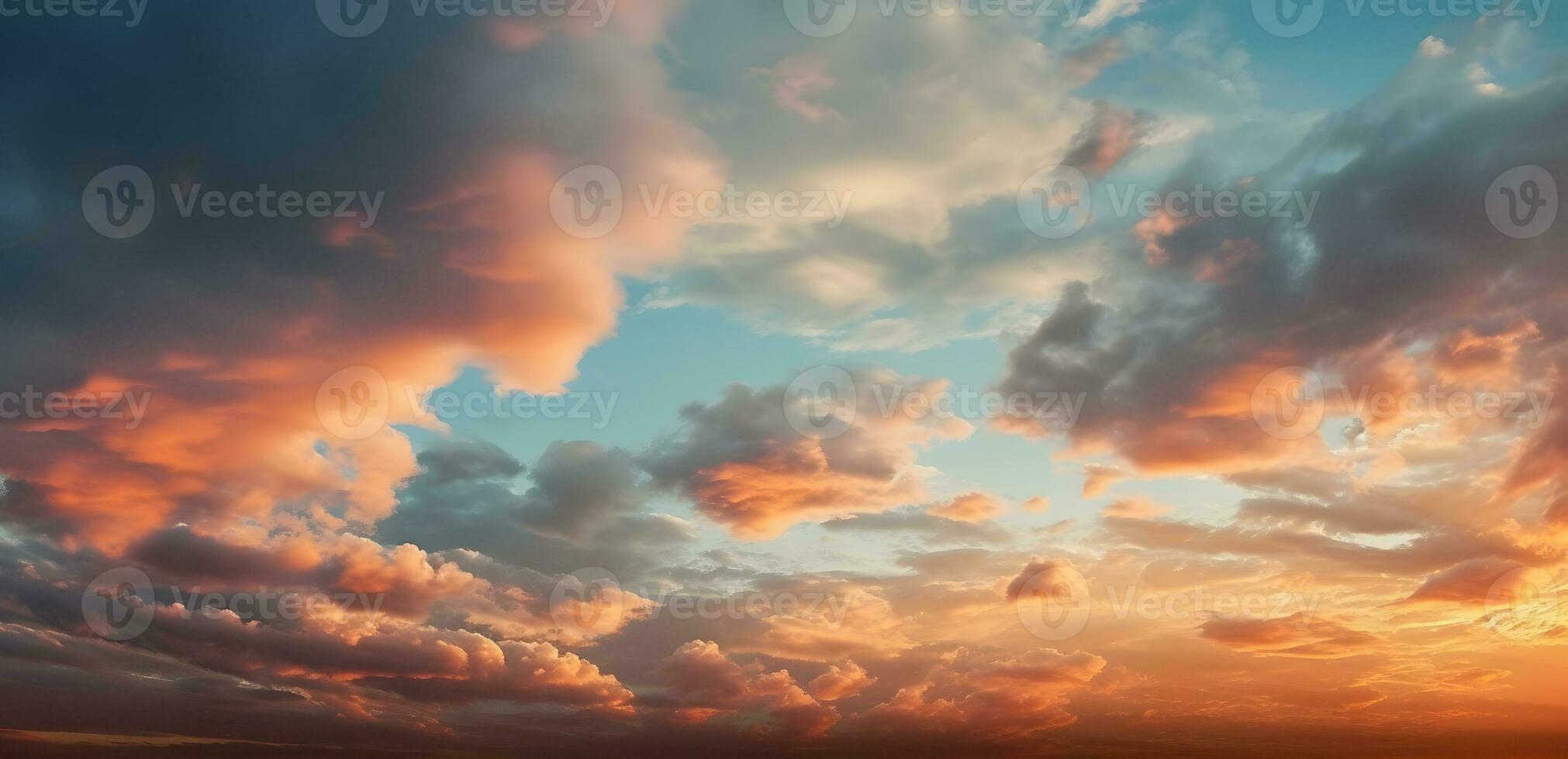 AI generated The beautiful sunset view with the blue sky and clouds in summer photo