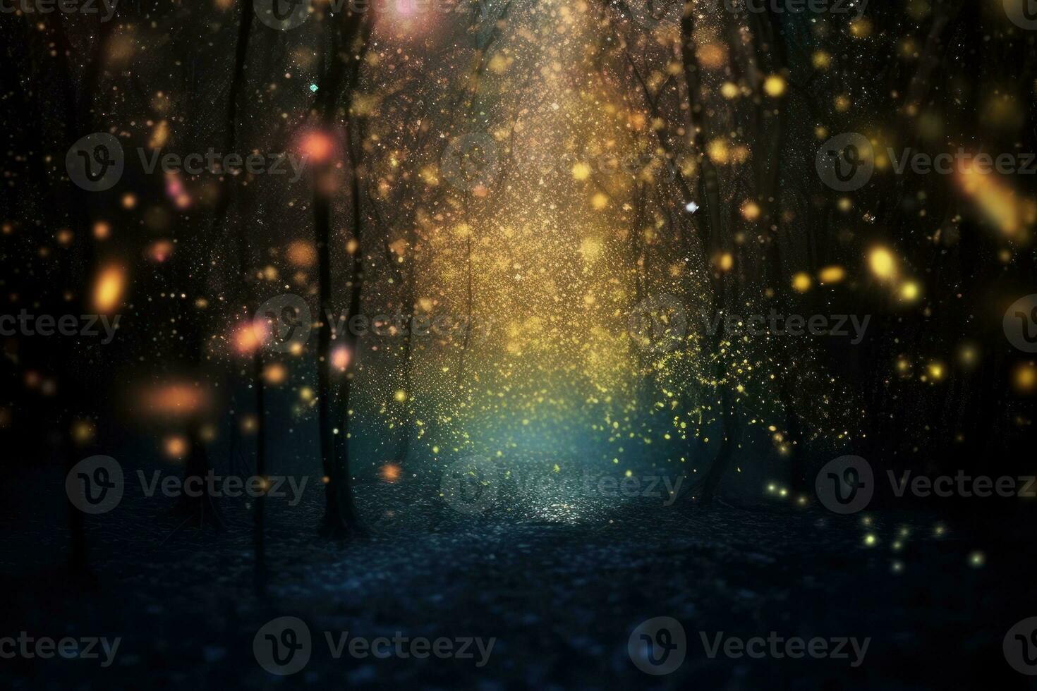 AI generated gold abstract background with bokeh defocused lights photo