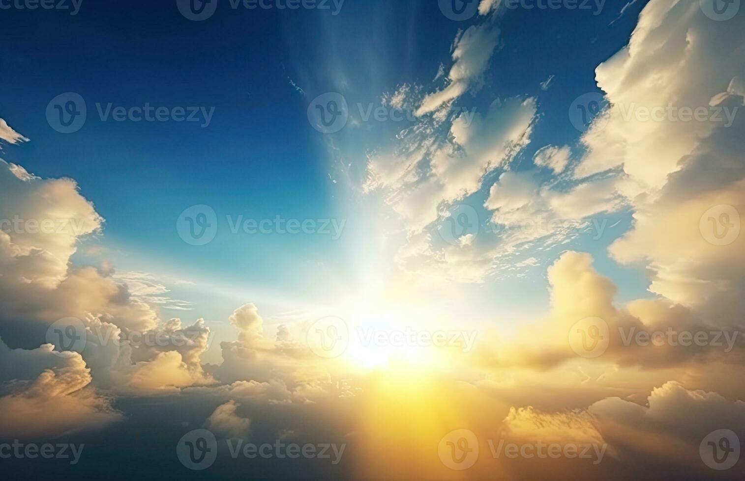 AI generated Beautiful colorful cloudscape sunset with sun rays photo