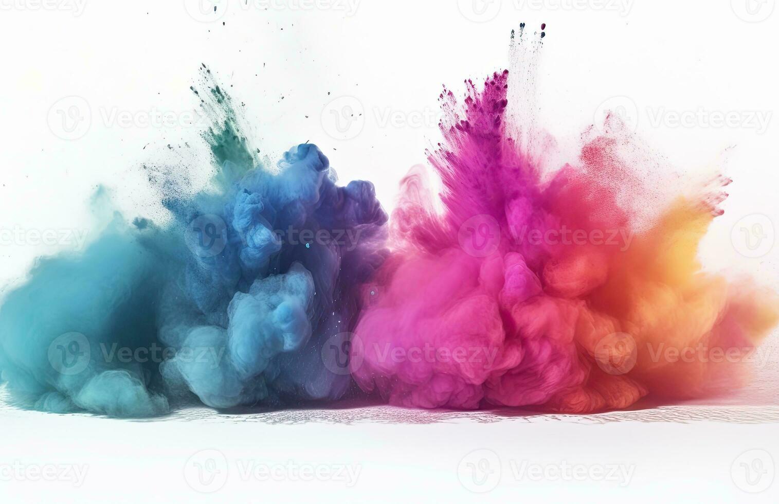 AI generated abstract multicolored powder splatted on white background photo