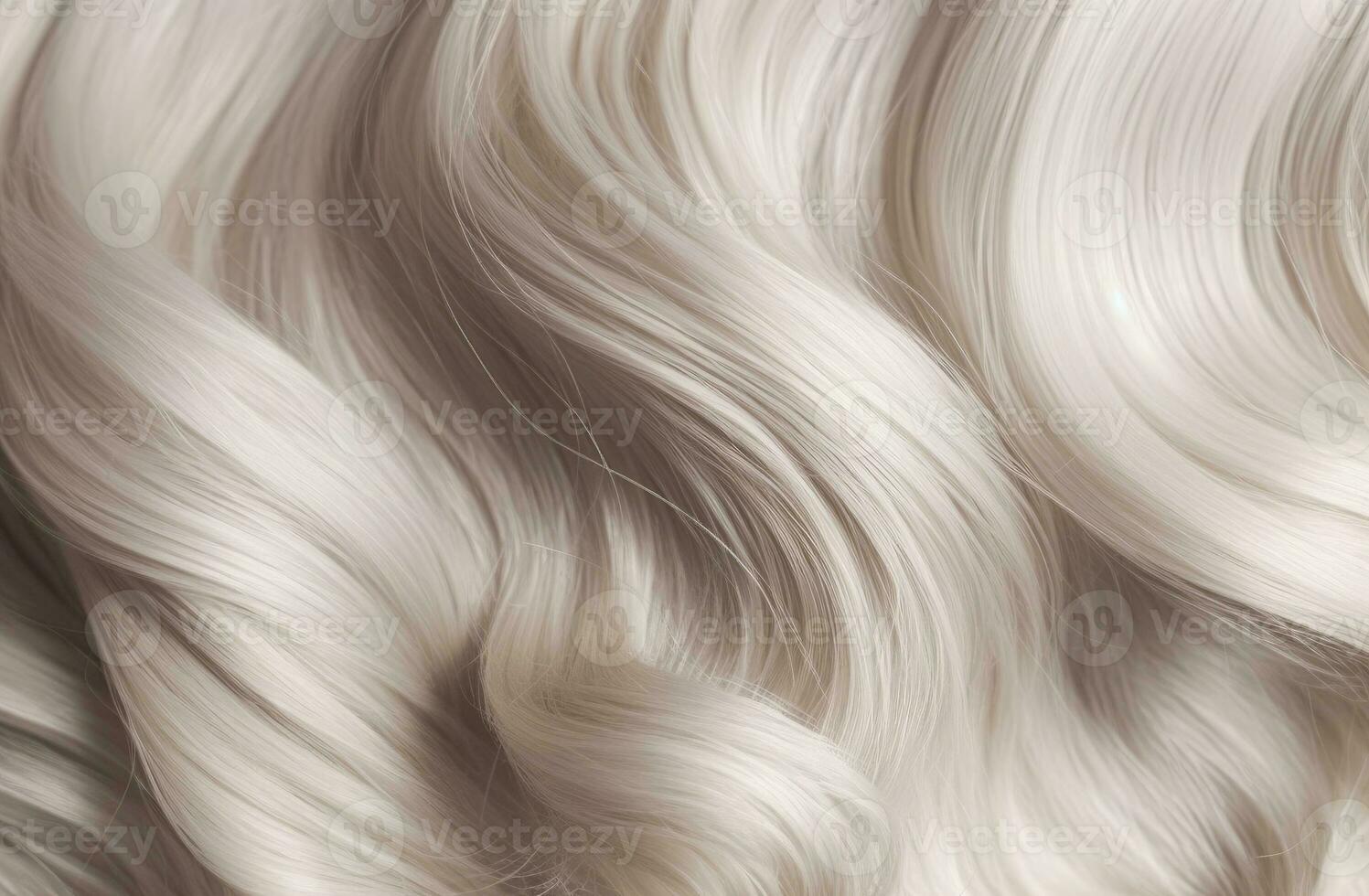 AI generated Blond hair close-up as a background. Women's long blonde hair. Beautifully styled wavy shiny curls. Hair coloring. Hairdressing procedures, extension. White hair photo