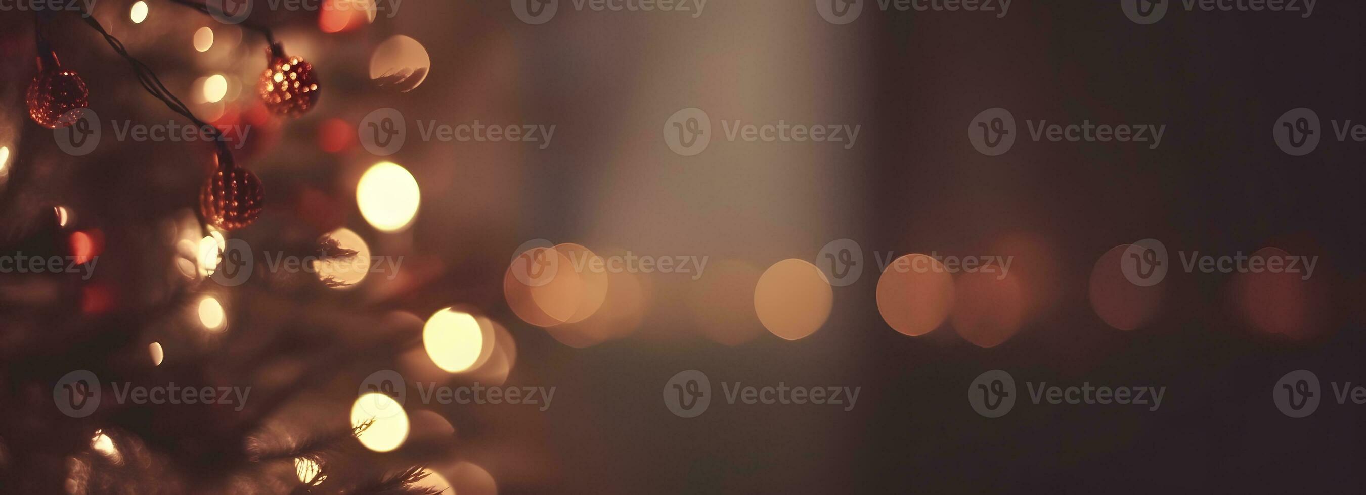 AI generated Abstract bokeh blurred color light Christmas, New Year and other holiday background photo