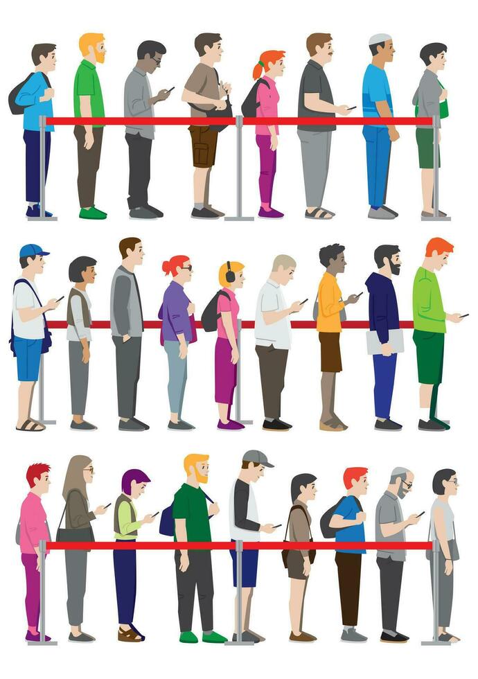 Group of People Standing Waiting in line vector