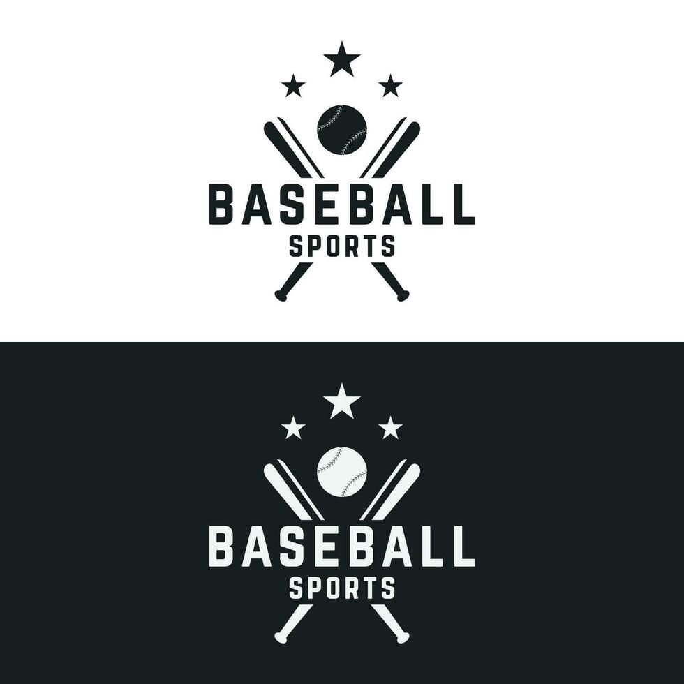 Retro vintage baseball logo design with baseball ball and stick concept. Logo for tournaments, labels, sports, championships. vector