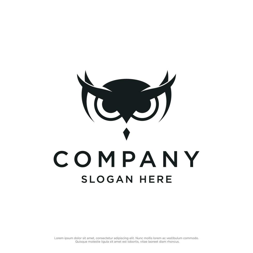 Black owl logo template design with creative idea. vector