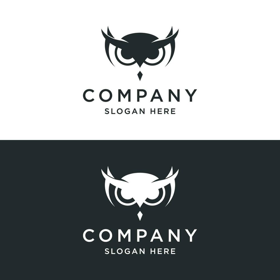 Black owl logo template design with creative idea. vector