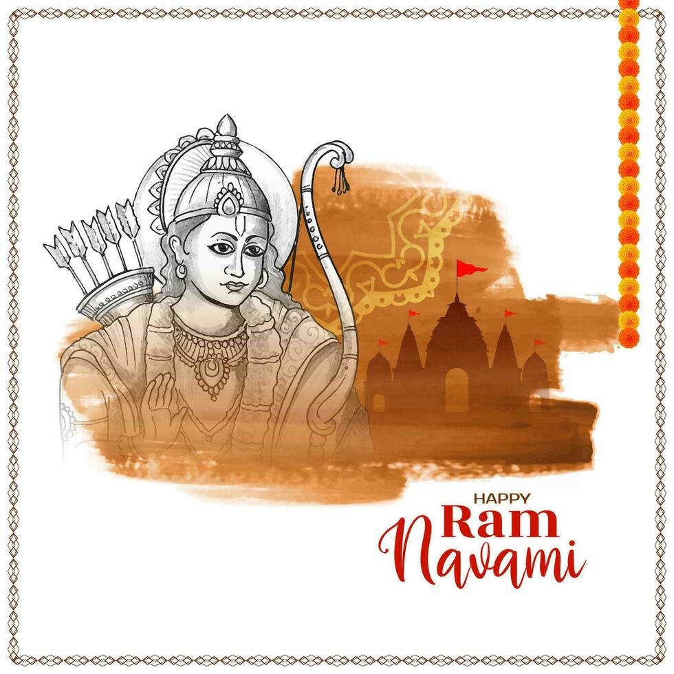 Beautiful Happy Ram navami traditional Hindu festival background design vector