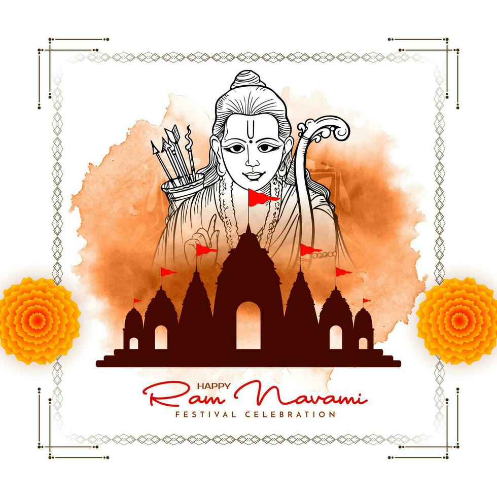 Happy Ram navami religious Hindu festival decorative elegant card design vector