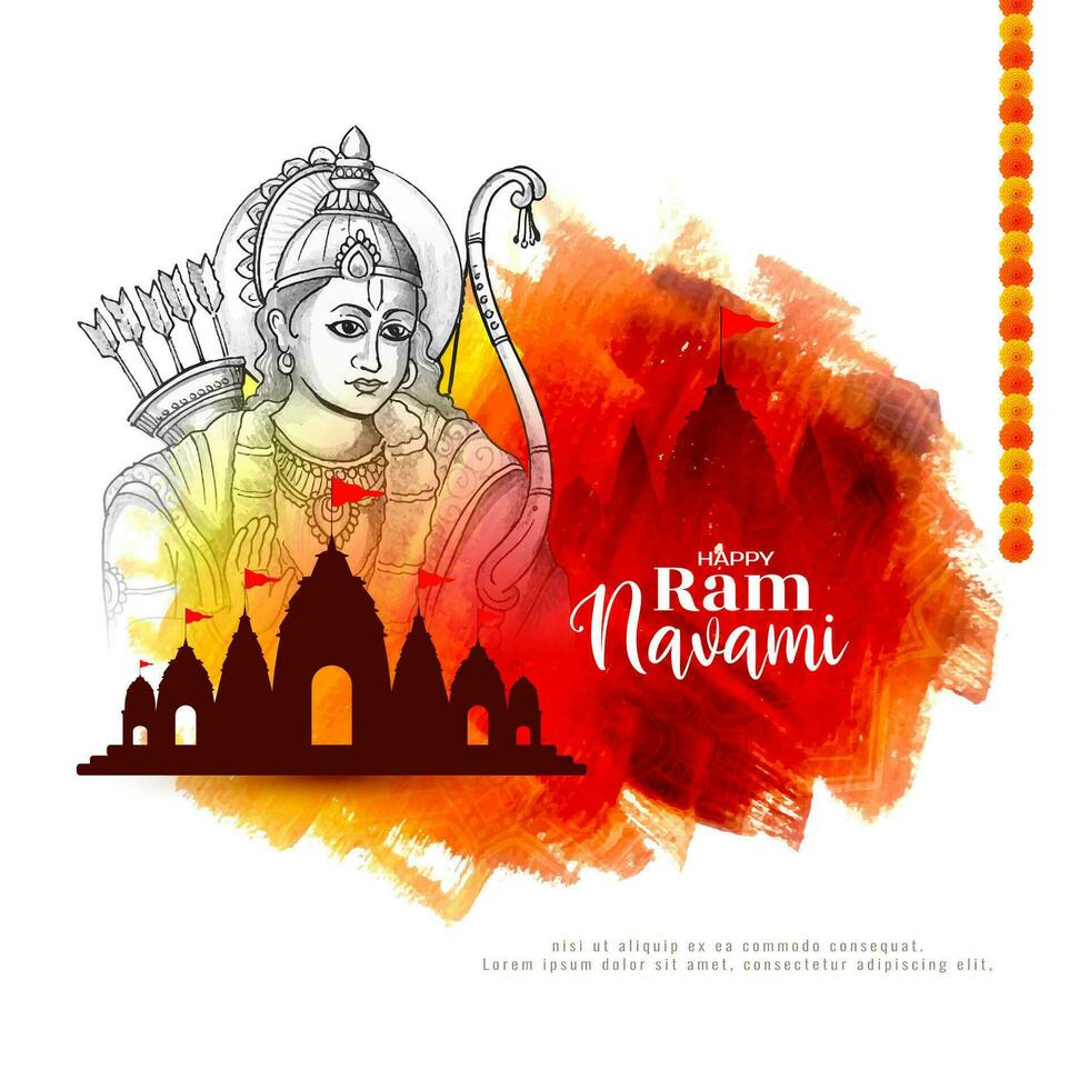 Elegant Happy Ram navami religious Hindu festival celebration card vector