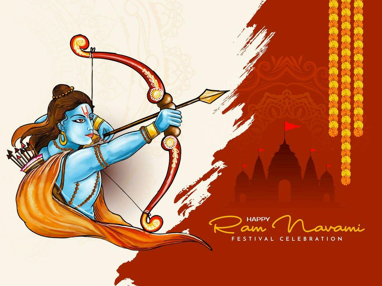 Happy Ram navami Hindu festival celebration card design vector