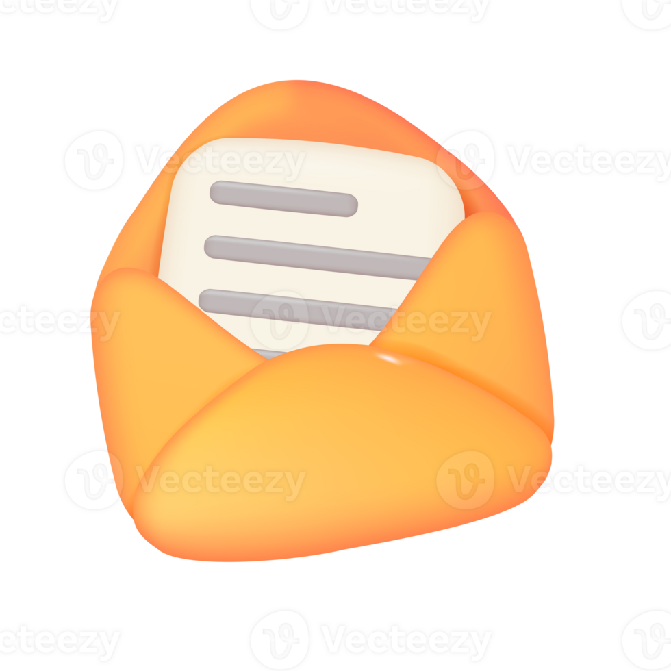 Envelope icon. Email notifications to receive news and online documents. 3D Illustration. png