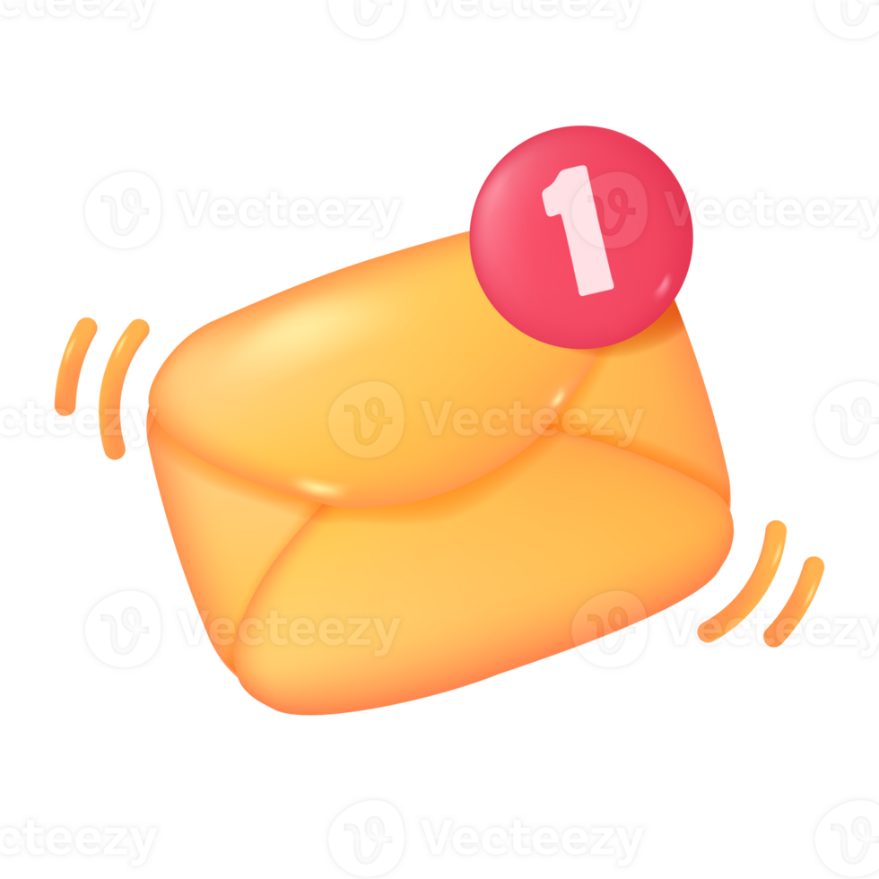 Envelope icon. Email notifications to receive news and online documents. 3D Illustration. png
