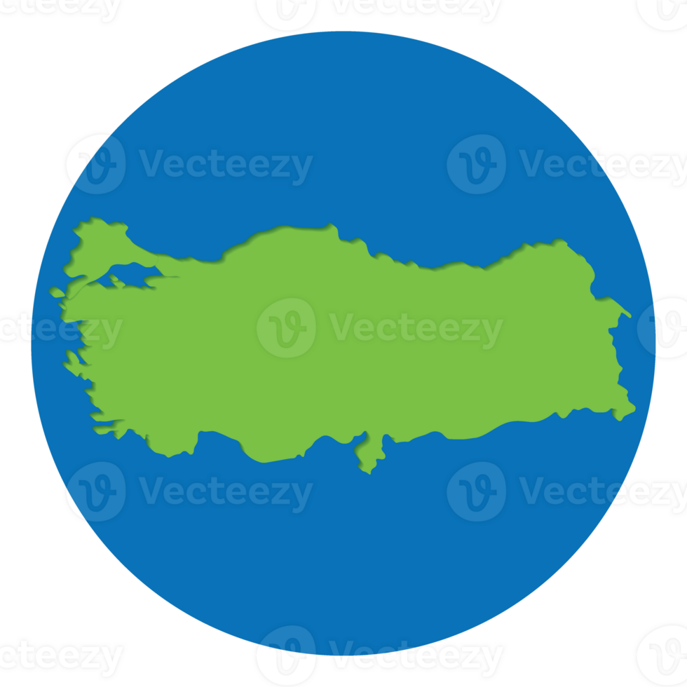 Map of Turkey. Turkish map green color in globe design with blue circle color. png