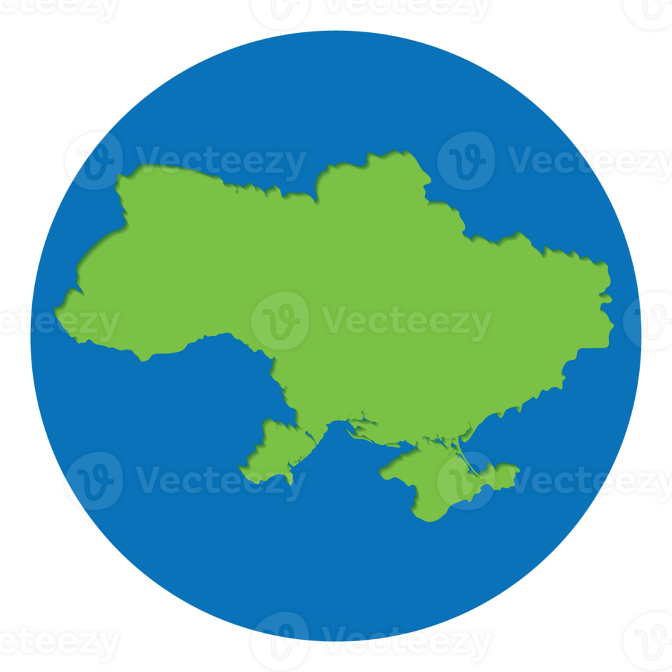 Ukraine map. Map of Ukraine in high details green color in globe design with blue circle color. png