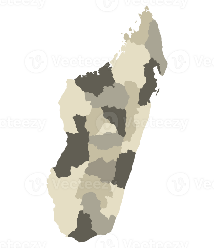Madagascar map. Map of Madagascar in administrative provinces in multicolor png