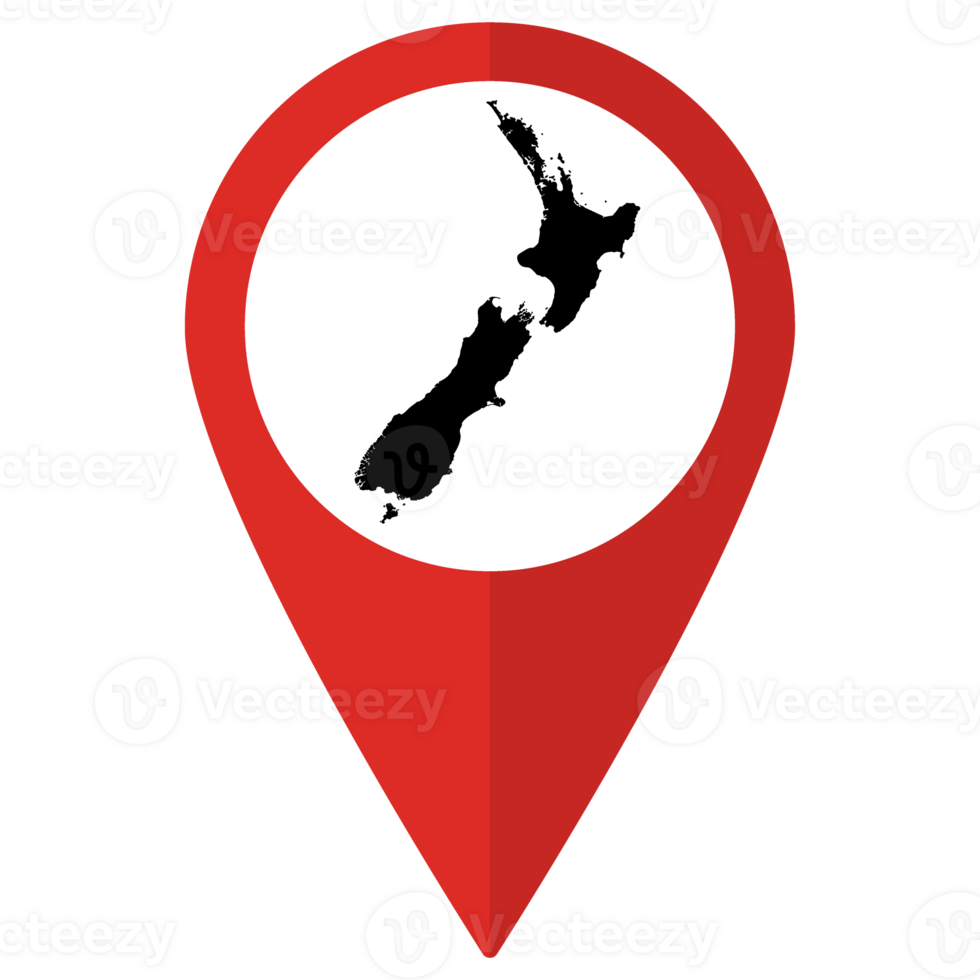 New Zealand map on map pin icon red color isolated 36876145 PNG