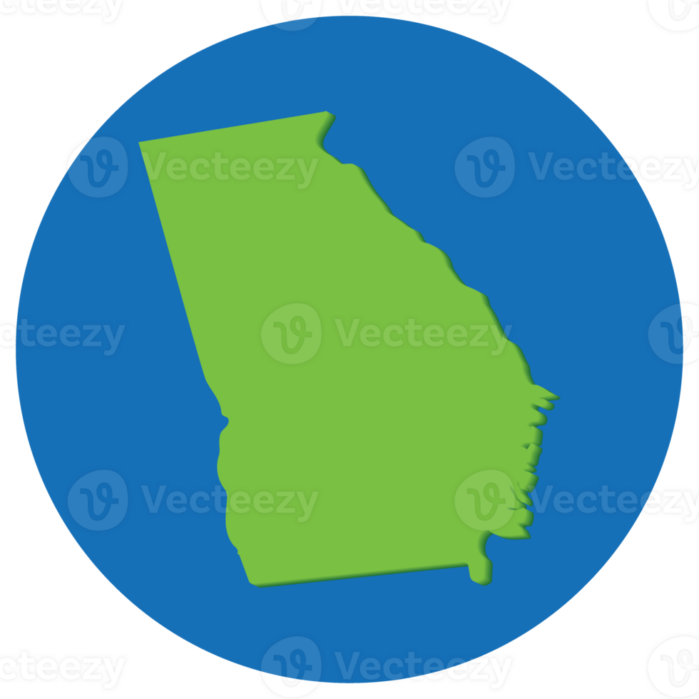 Georgia U.S. state state map in globe shape green with blue circle color.  Map of the U.S. state of Georgia. png