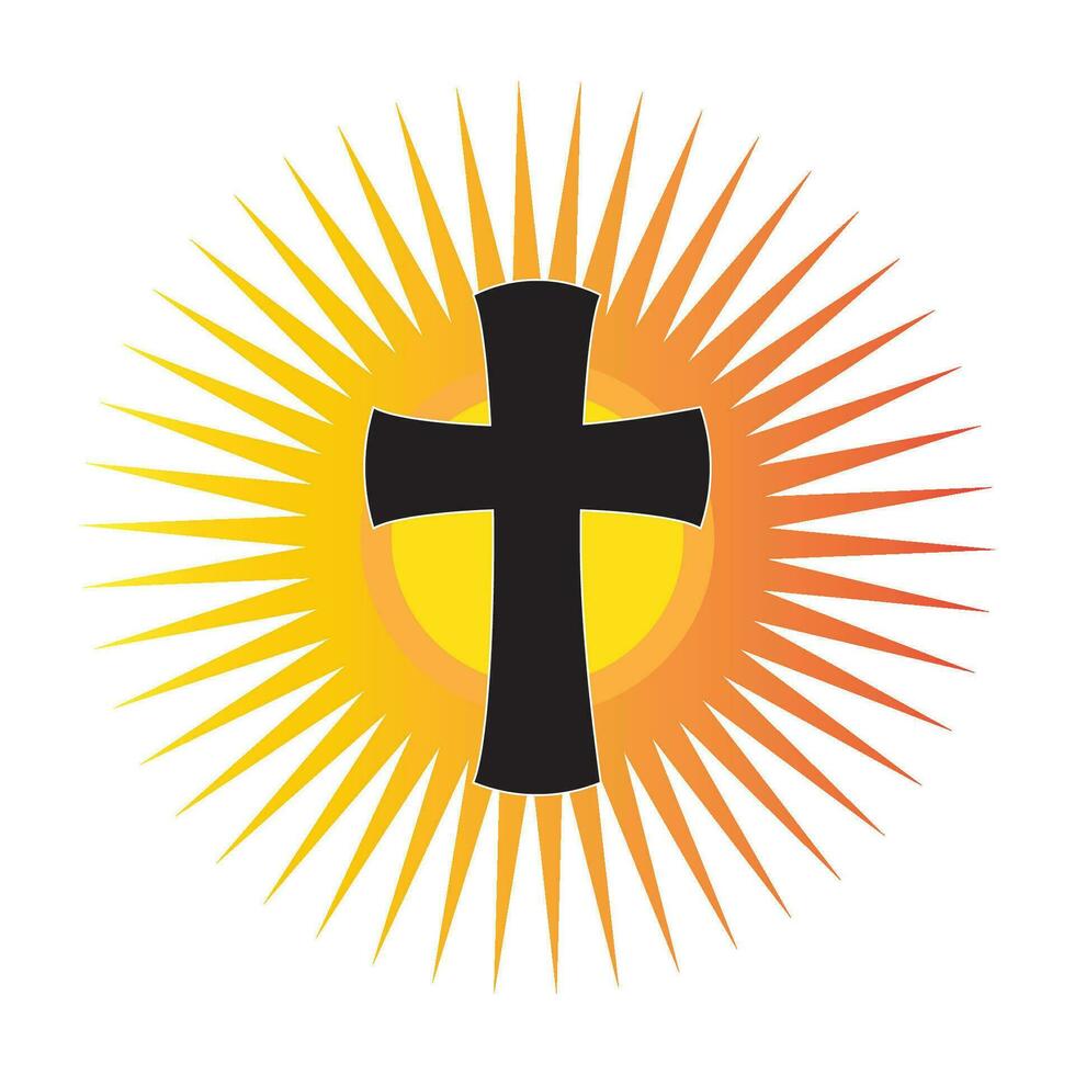 christian cross icon logo vector design template