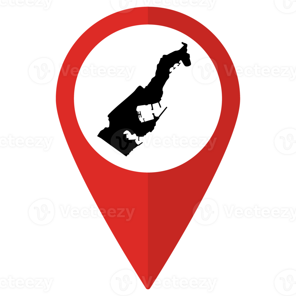 Monaco map on map pin icon red color isolated png