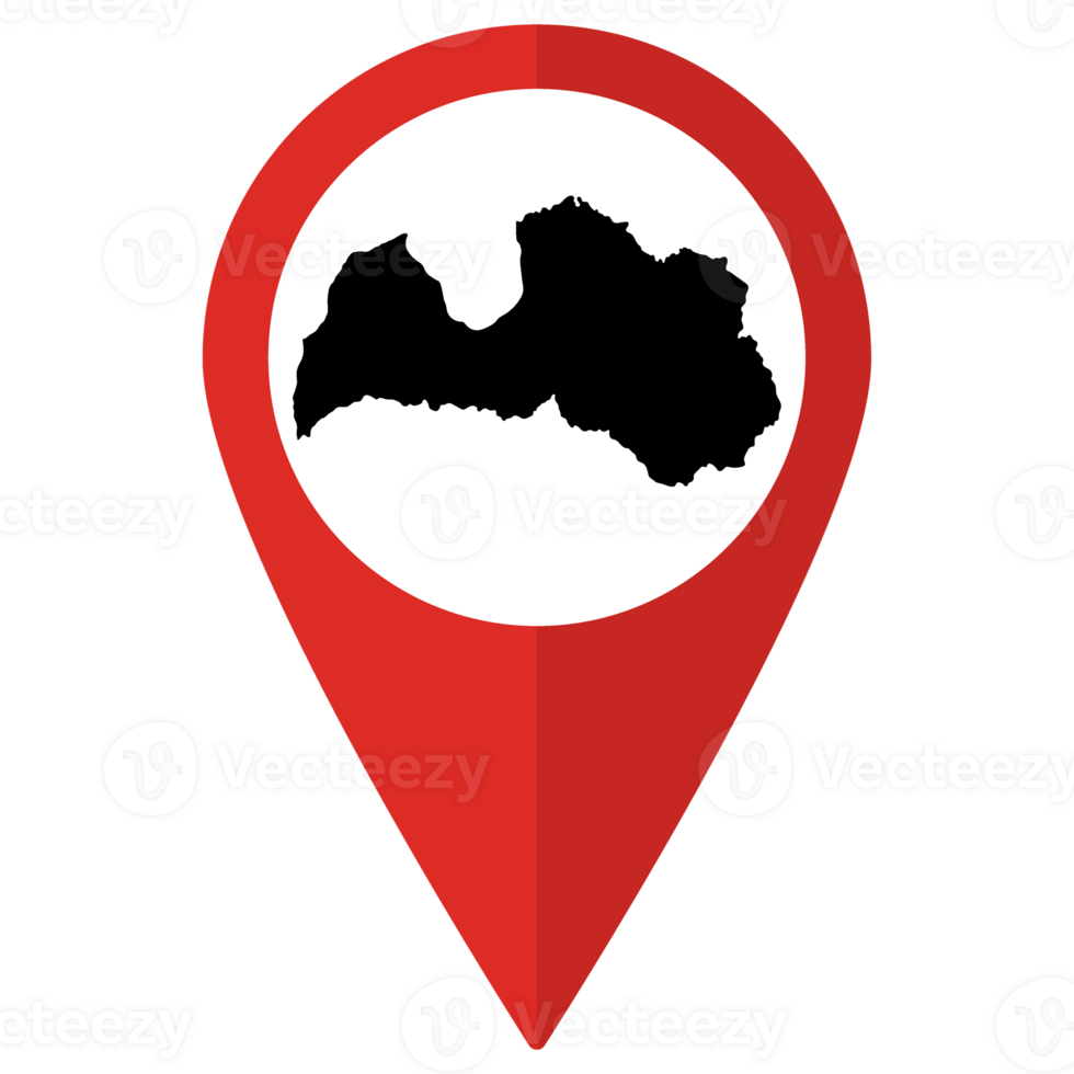 Latvia map on map pin icon red color isolated png