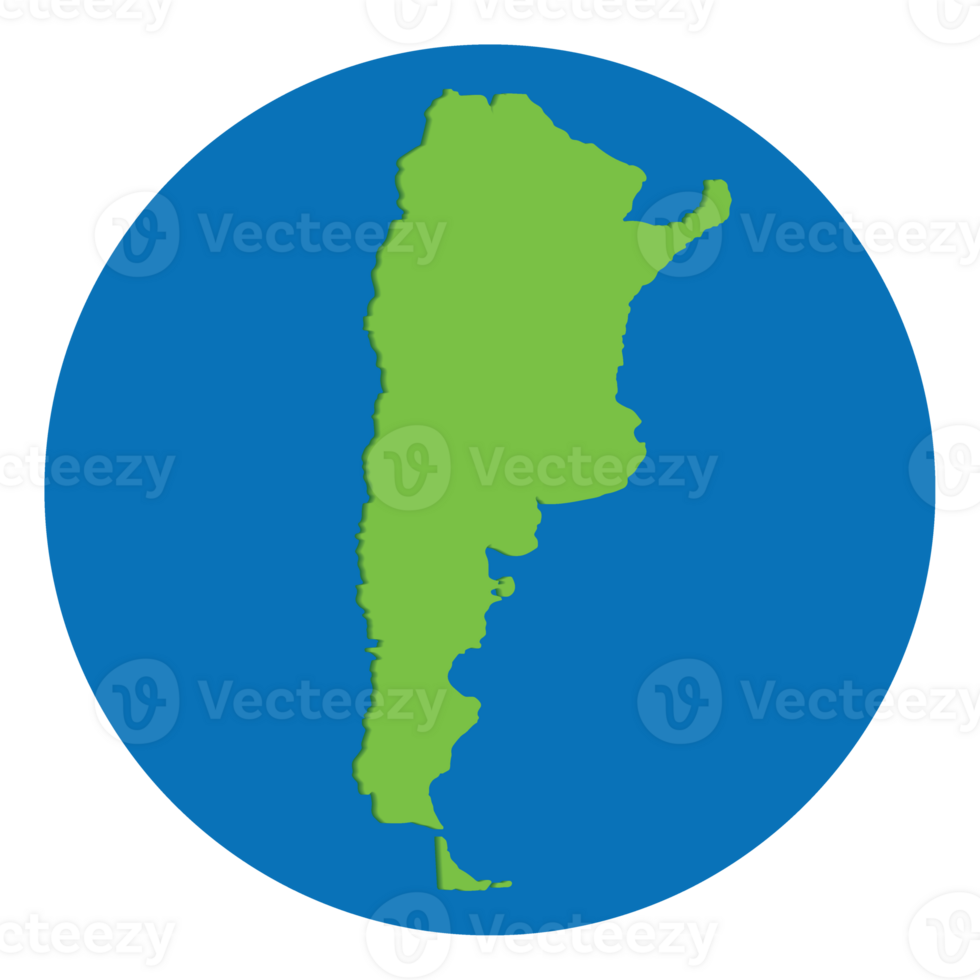 Argentina map. Map of Argentina green color in globe design with blue circle color. png