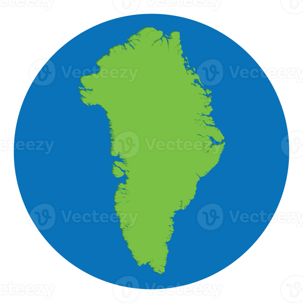 Greenland map. Map of Greenland green color in globe design with blue circle color. png