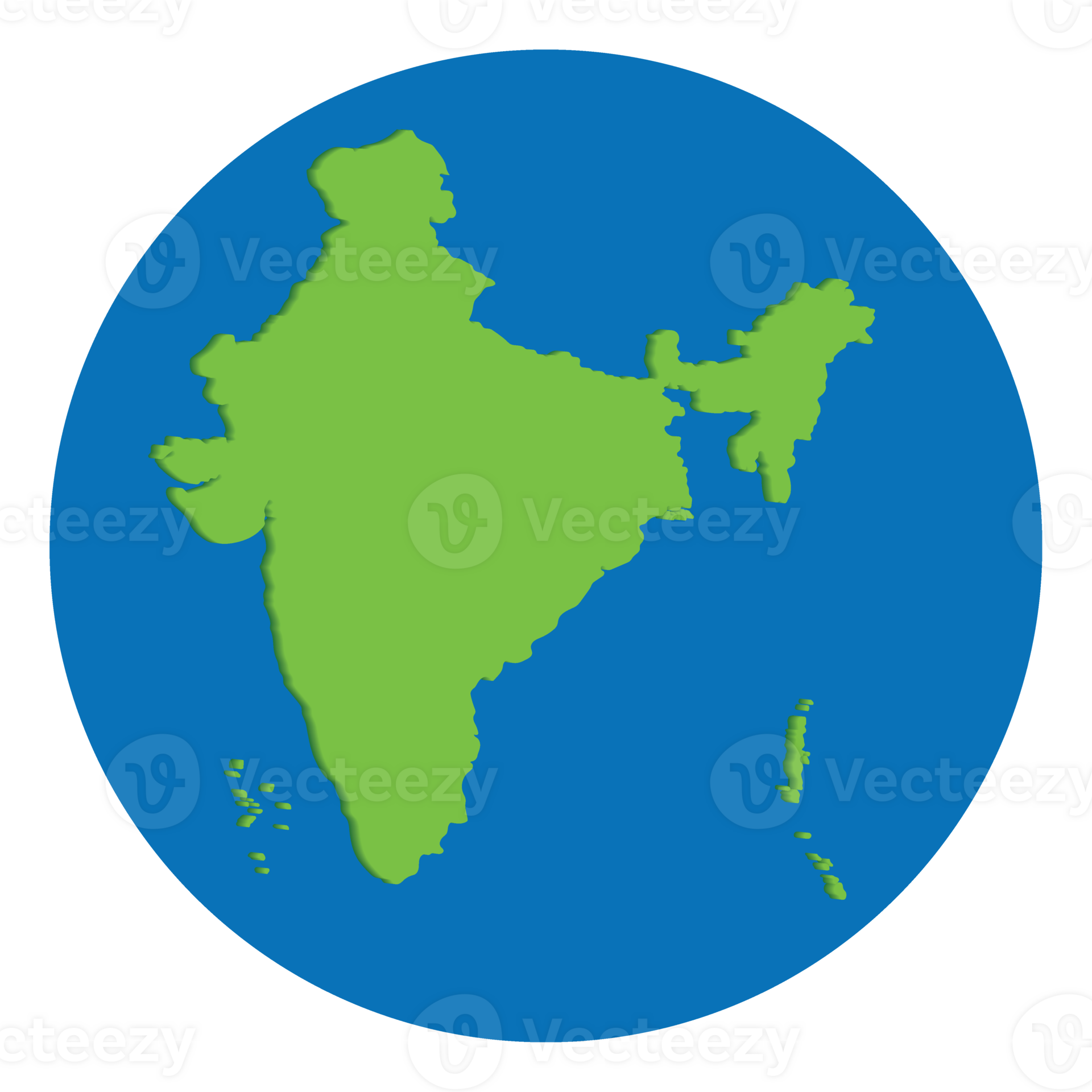 Map Of India India Map Green Color - Map Of India India Map Green Color In Globe Design With Blue Circle Color Png