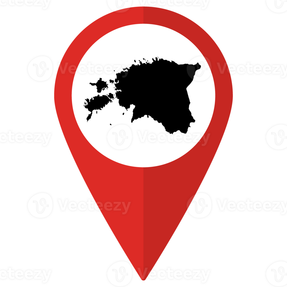 Estonia map on map pin icon red color isolated png